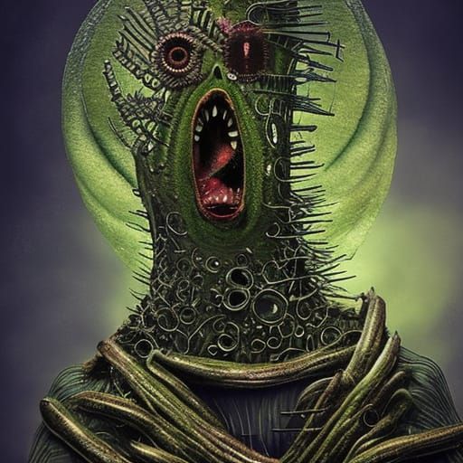 Sinister Sci-Fi Cucumber Horror Art