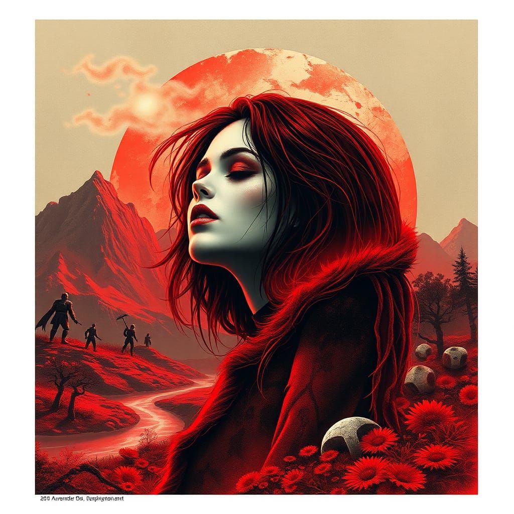 Biometric Vampire in Red Landscape Color Print