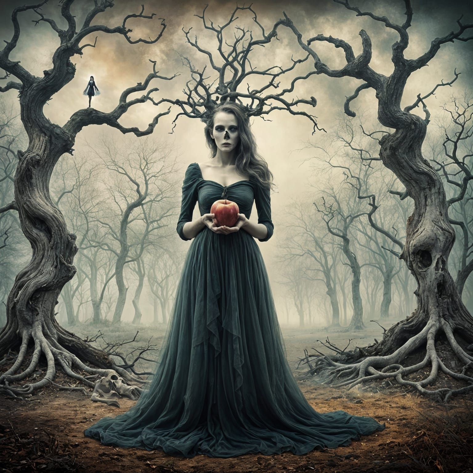 Surreal Apple Dreamscape in Oil on Canvas