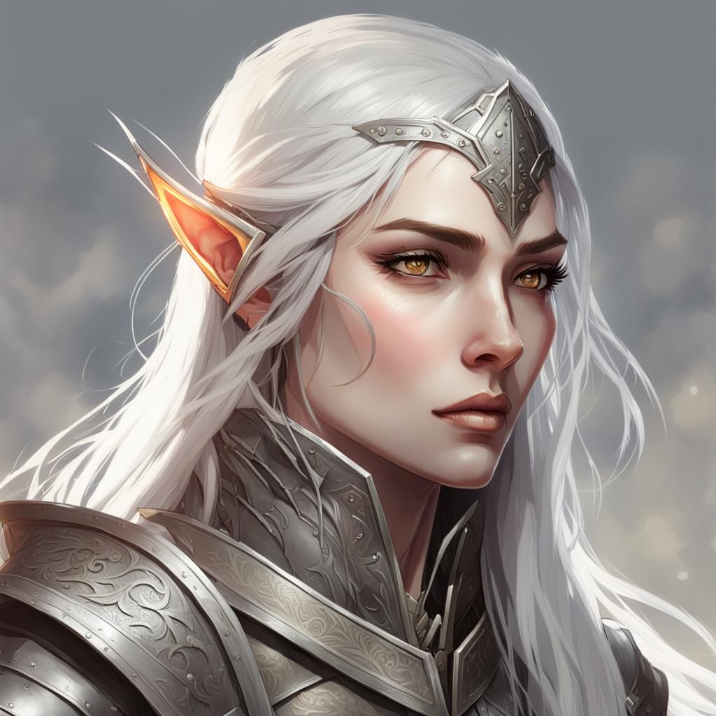 Half-Elf Adventurer Portrait in Digital Art Style