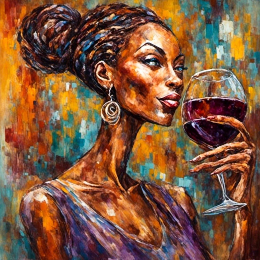 Impressionistic Portrait of Woman with Wine
