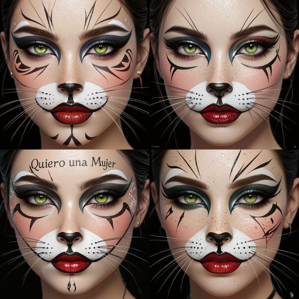 Anime Woman with Fierce Cat Makeup