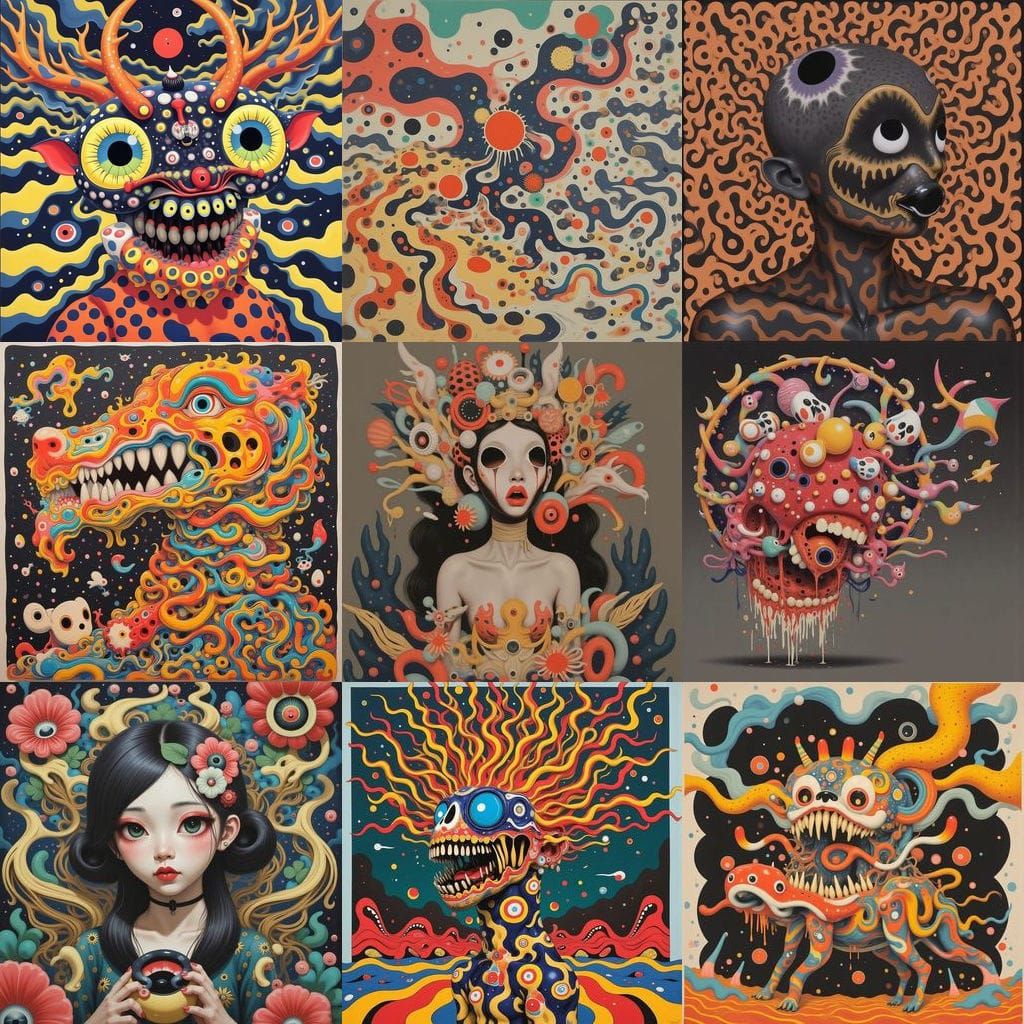 Vibrant Psychedelic Dots in Surreal Art