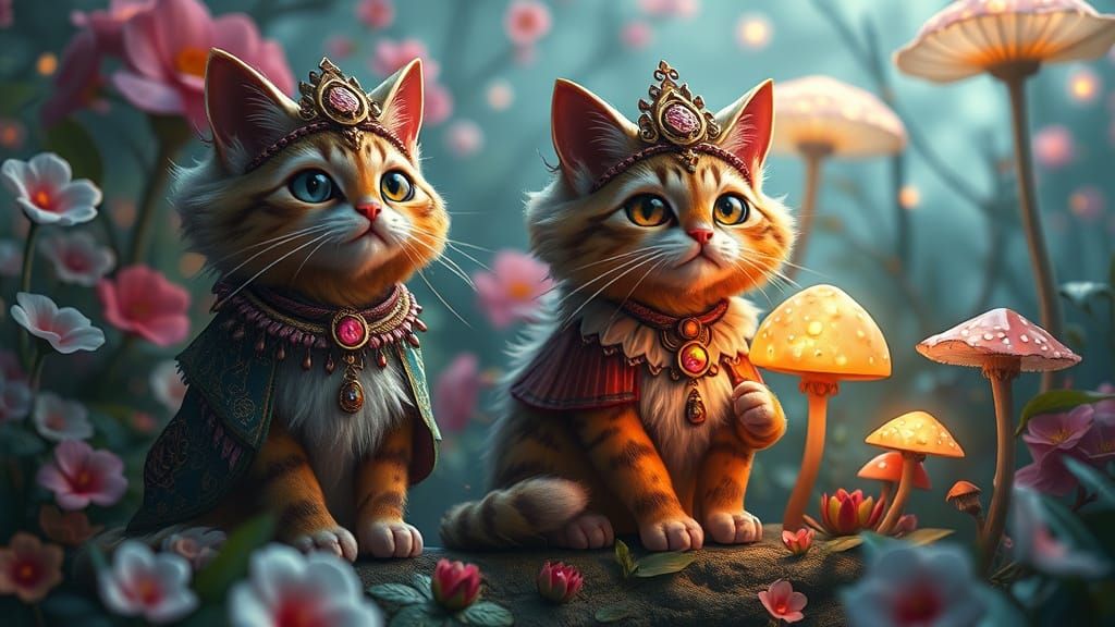 Enchanted Feline Realms in Whimsical Splendor