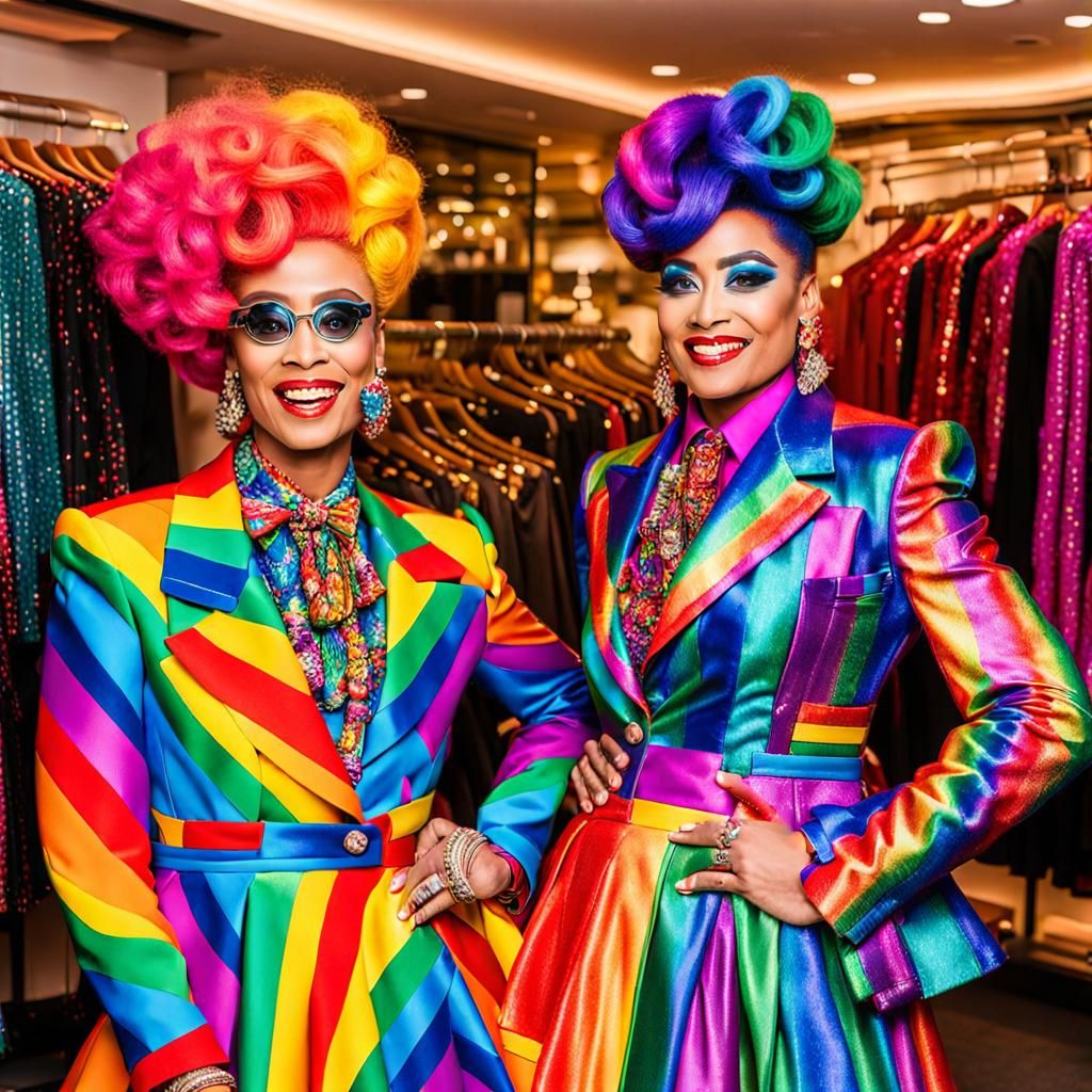 Rainbow Drag Queens in Posh Boutique