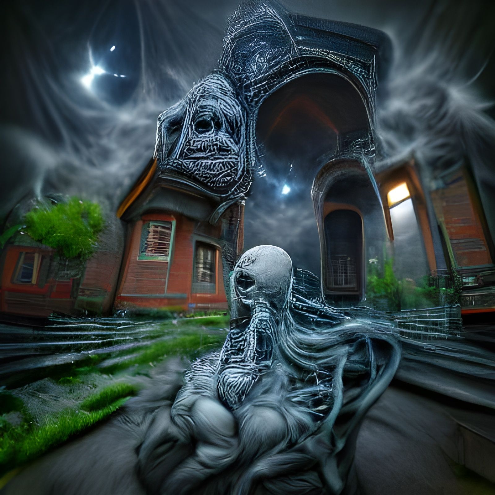 Haunted Mansion: Hyperrealistic Digital Art in Eerie Style