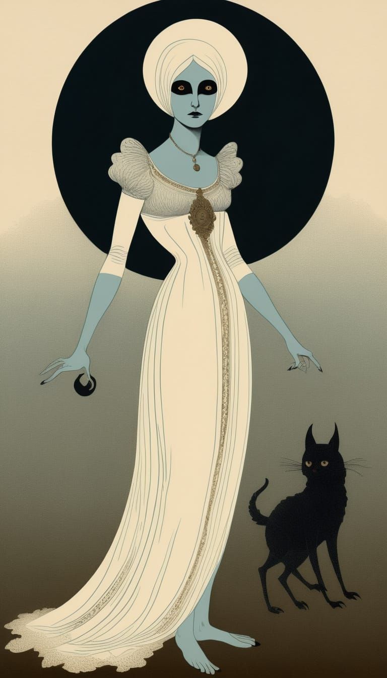 Gothic Horror Scene with Figures of Dread