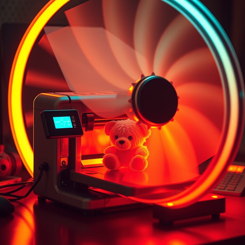 Futuristic Printer-Fan Hybrid with Hyperrealistic 3D Renderi...