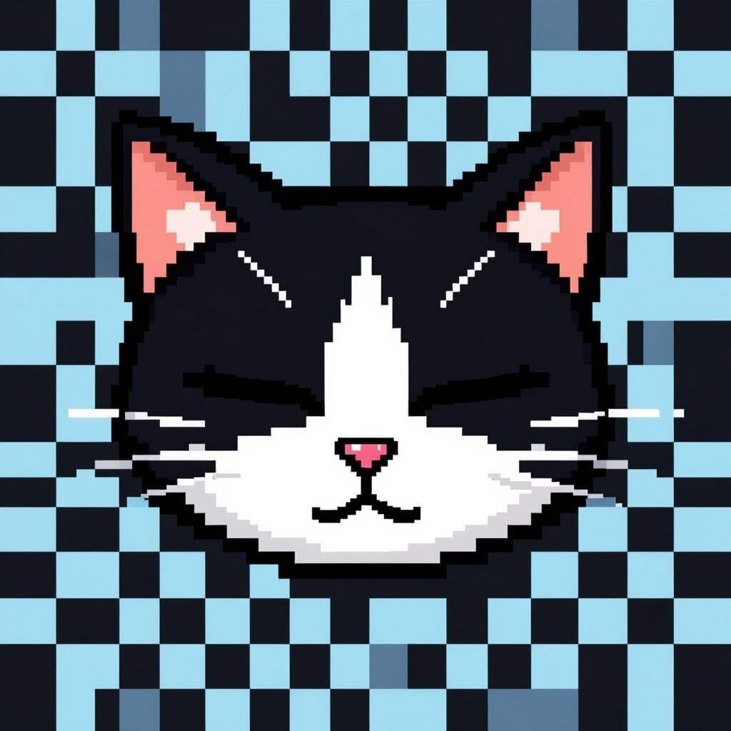 JJK Style Pixel Art Cat Badge
