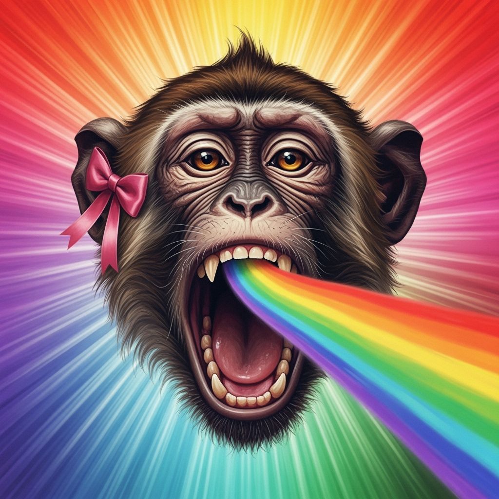 Rainbow Monkey Portrait in Fantasy Concept Art Style