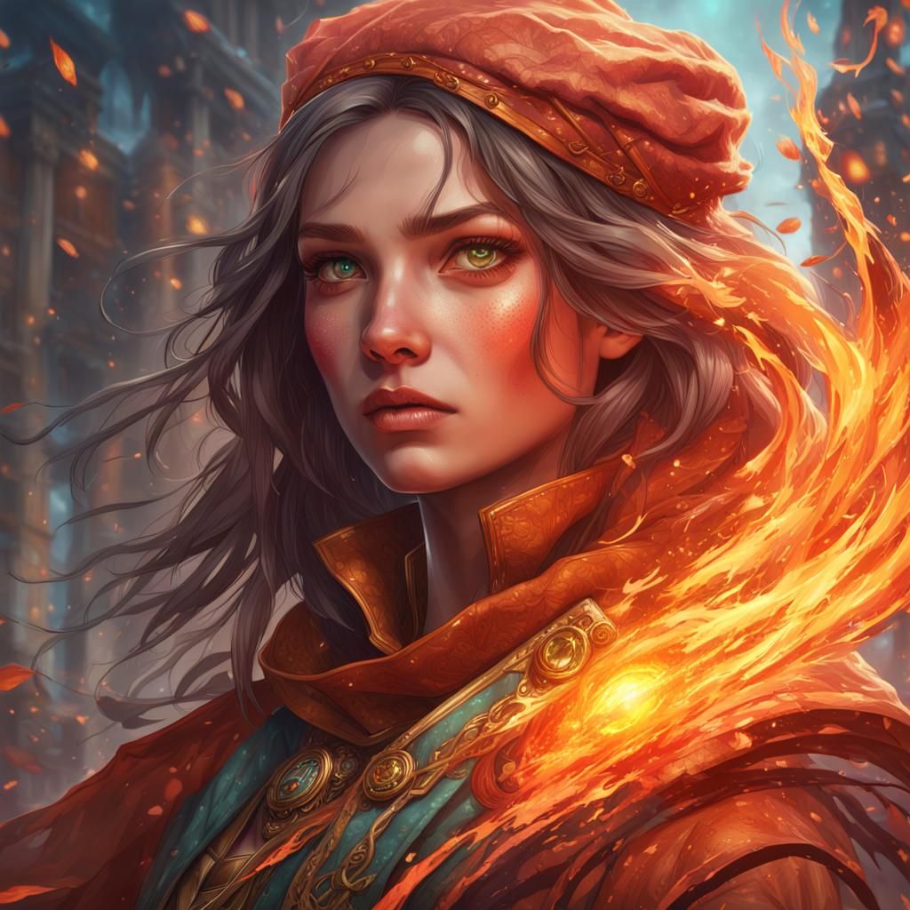 Furious Beauty Portrait with Fiery Eyes