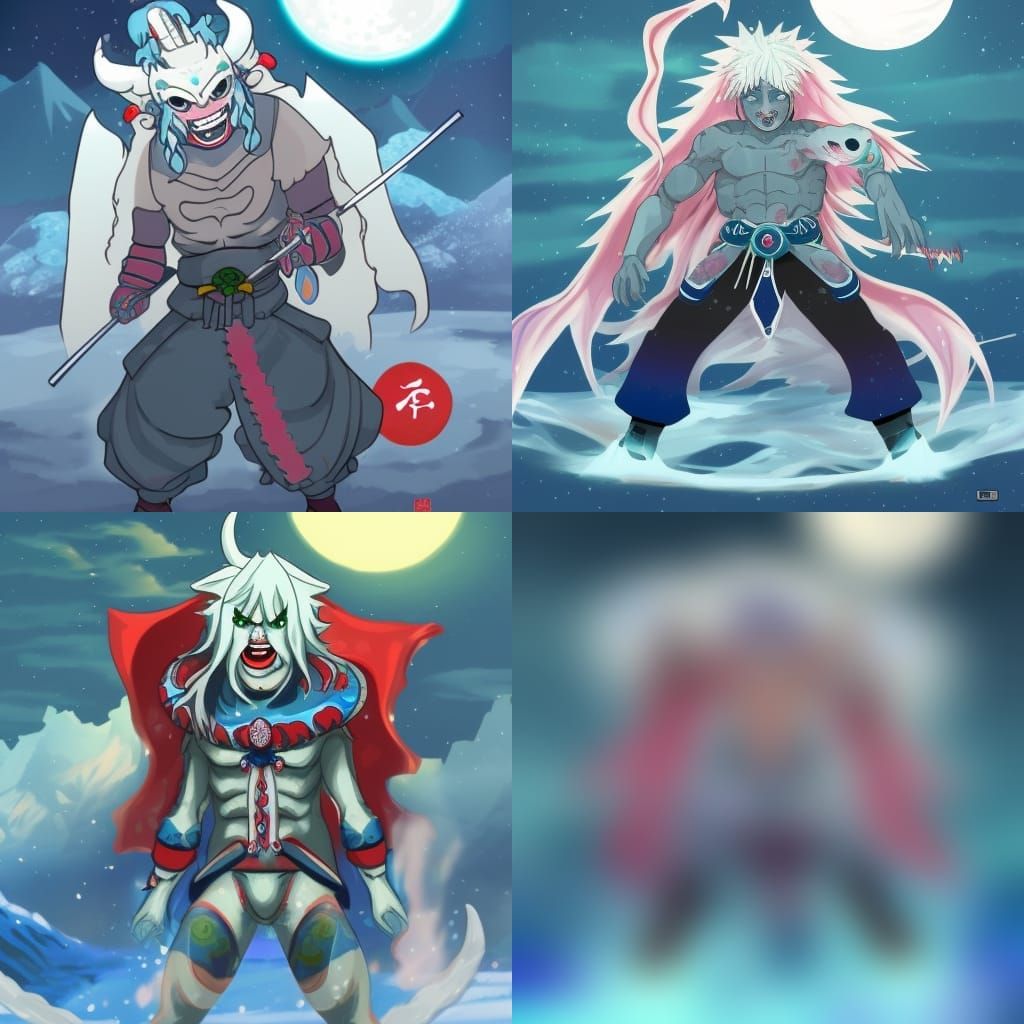 Icy Moon Oni Digital Art