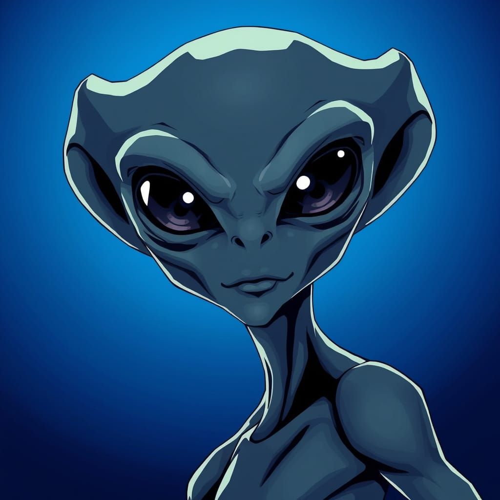Heroic Grey Alien in Anime-Inspired Cinematic Style