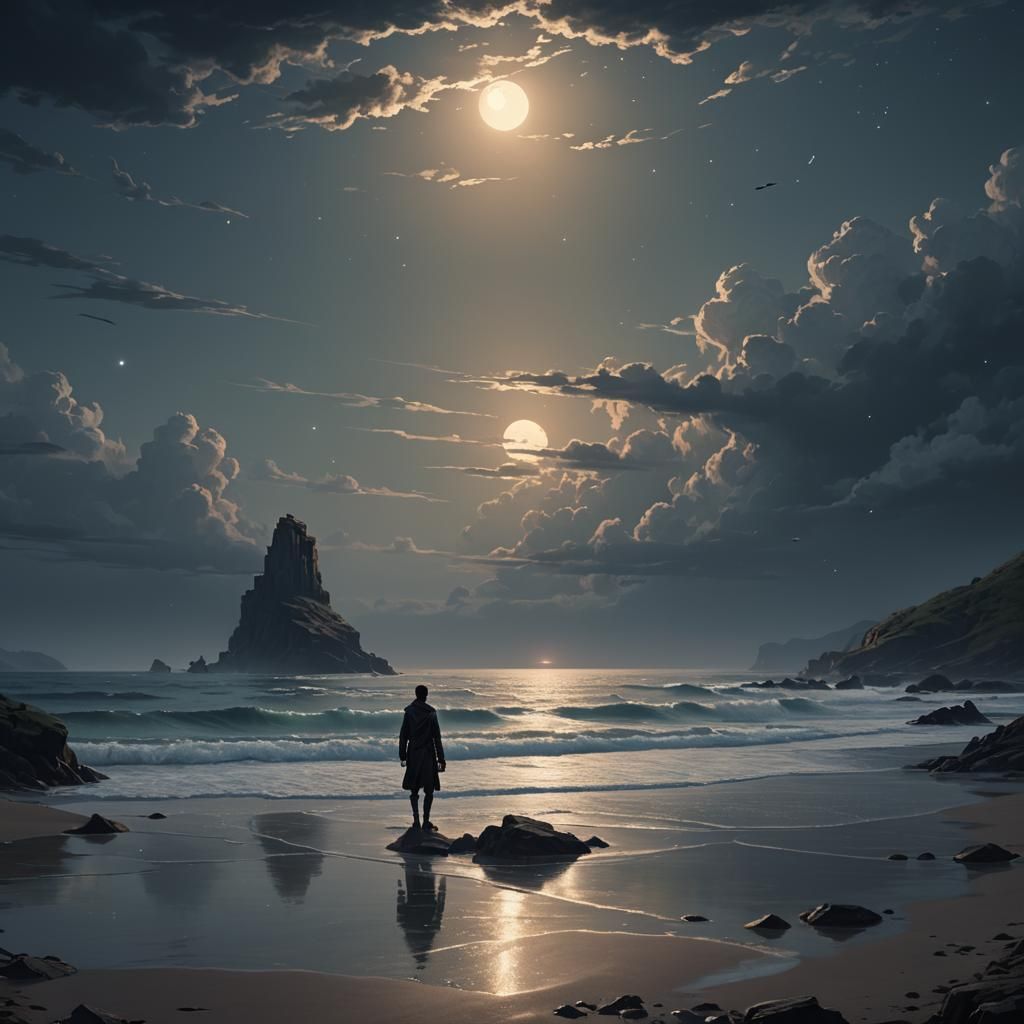 Dark Fantasy Landscape with Blended Sky