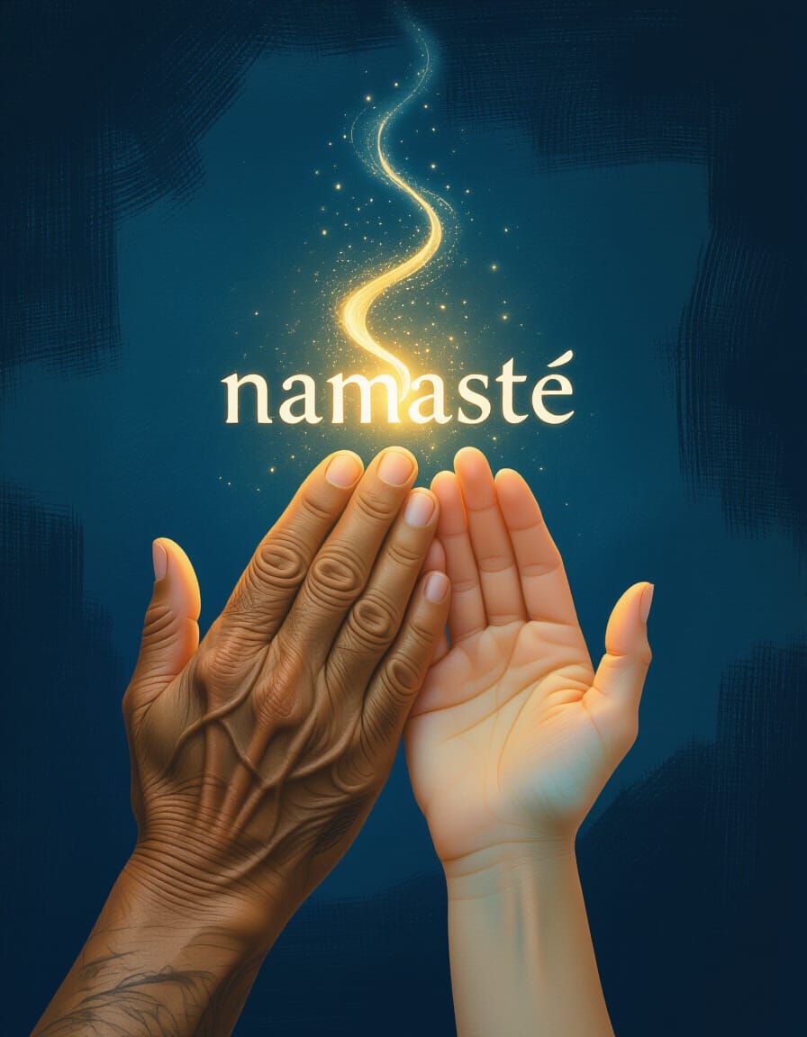 Spiritual Connection: Hands Touch, 'Namaste' Glows in Devana...