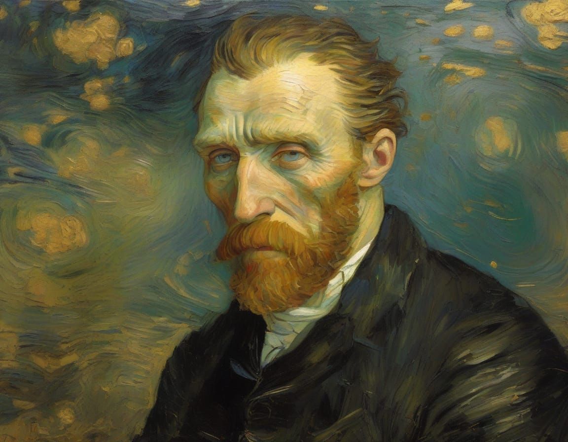 Expressive Baroque Portrait with Gold Accents