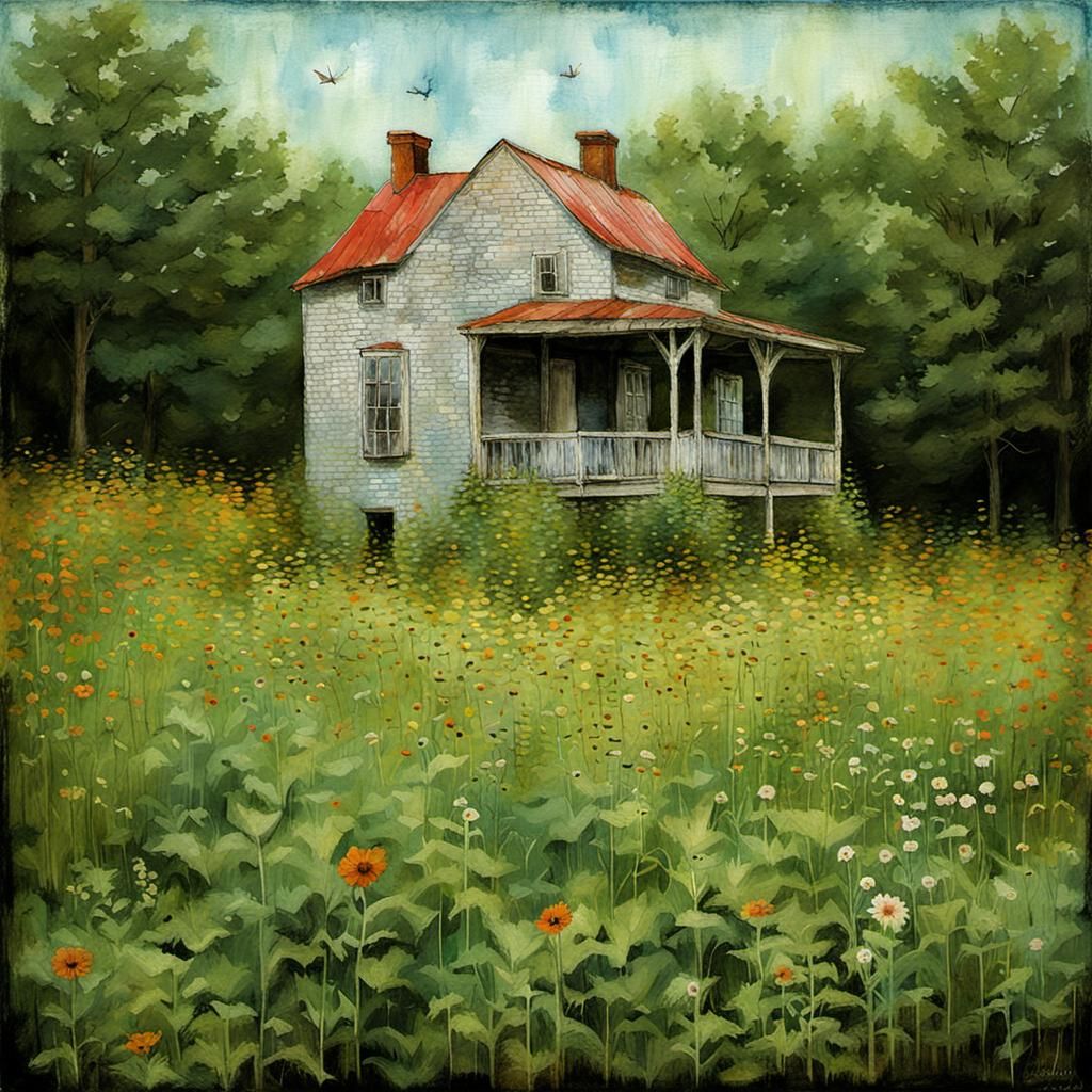 Lush Garden Scene in Contemporary Style