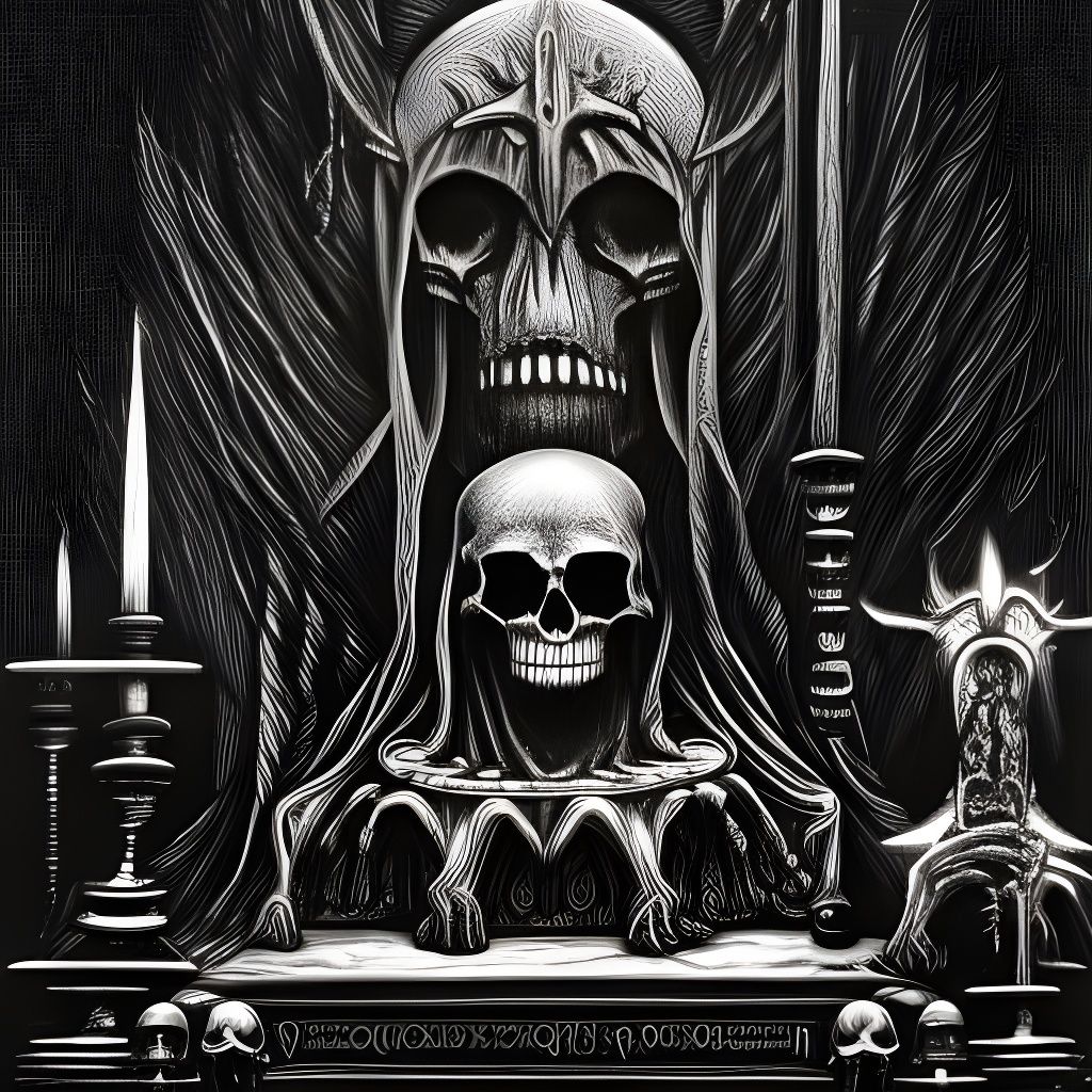 Dark Altar with Monstrous Idol in Detailed Fantasy Style