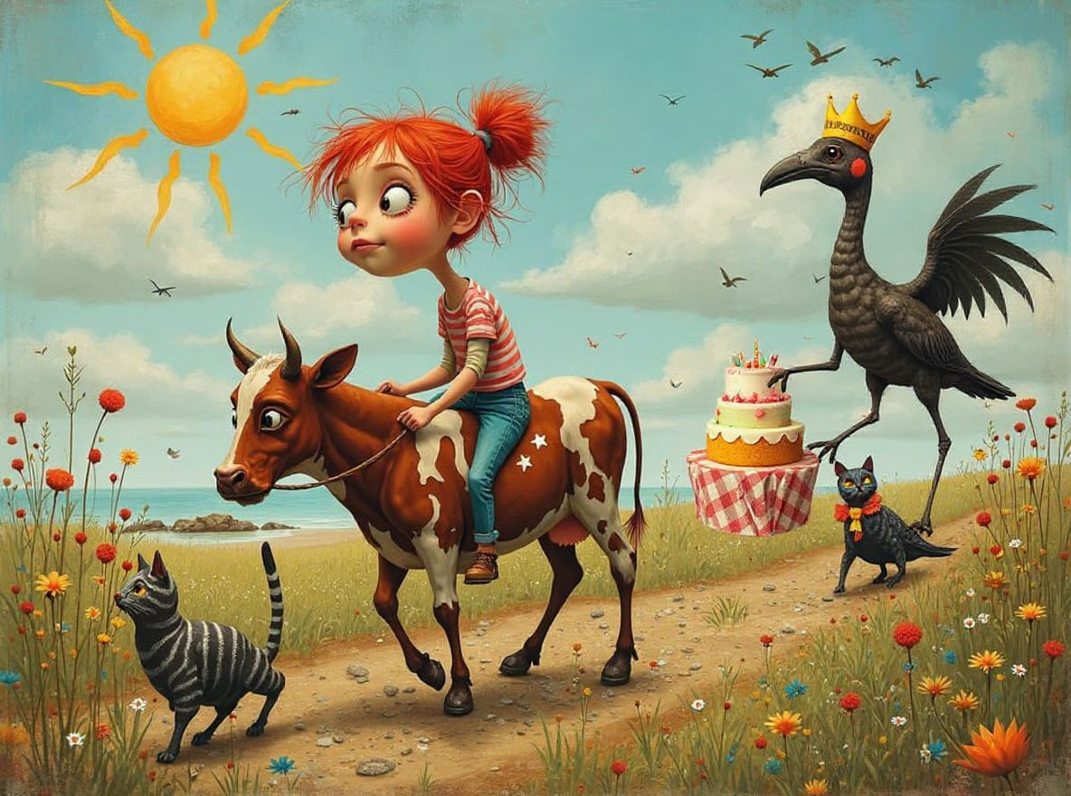Surreal Picnic with Quirky Animals