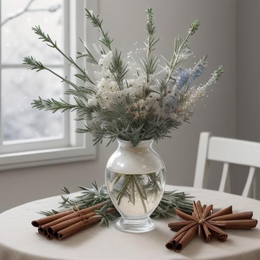 Enchanting Winter Flower Vases with Culinary Herbs