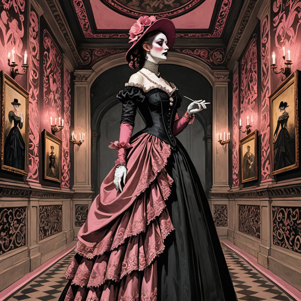 Elegant Gothic Demoness in Victorian Fashion