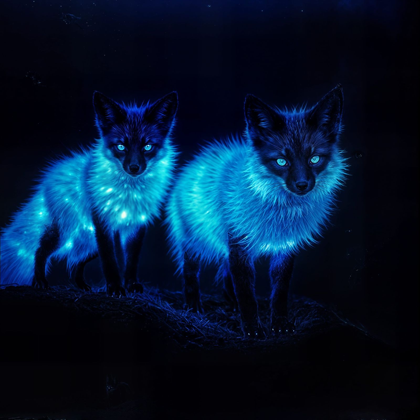 Glowing Blue Lava Foxes Emerge from Igen Volcano