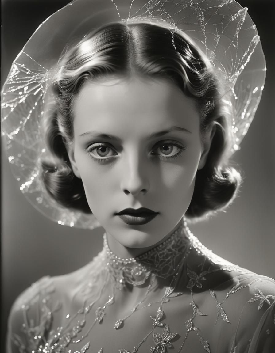 Glamorous Sepiagrisaille Portrait in Photographic Style