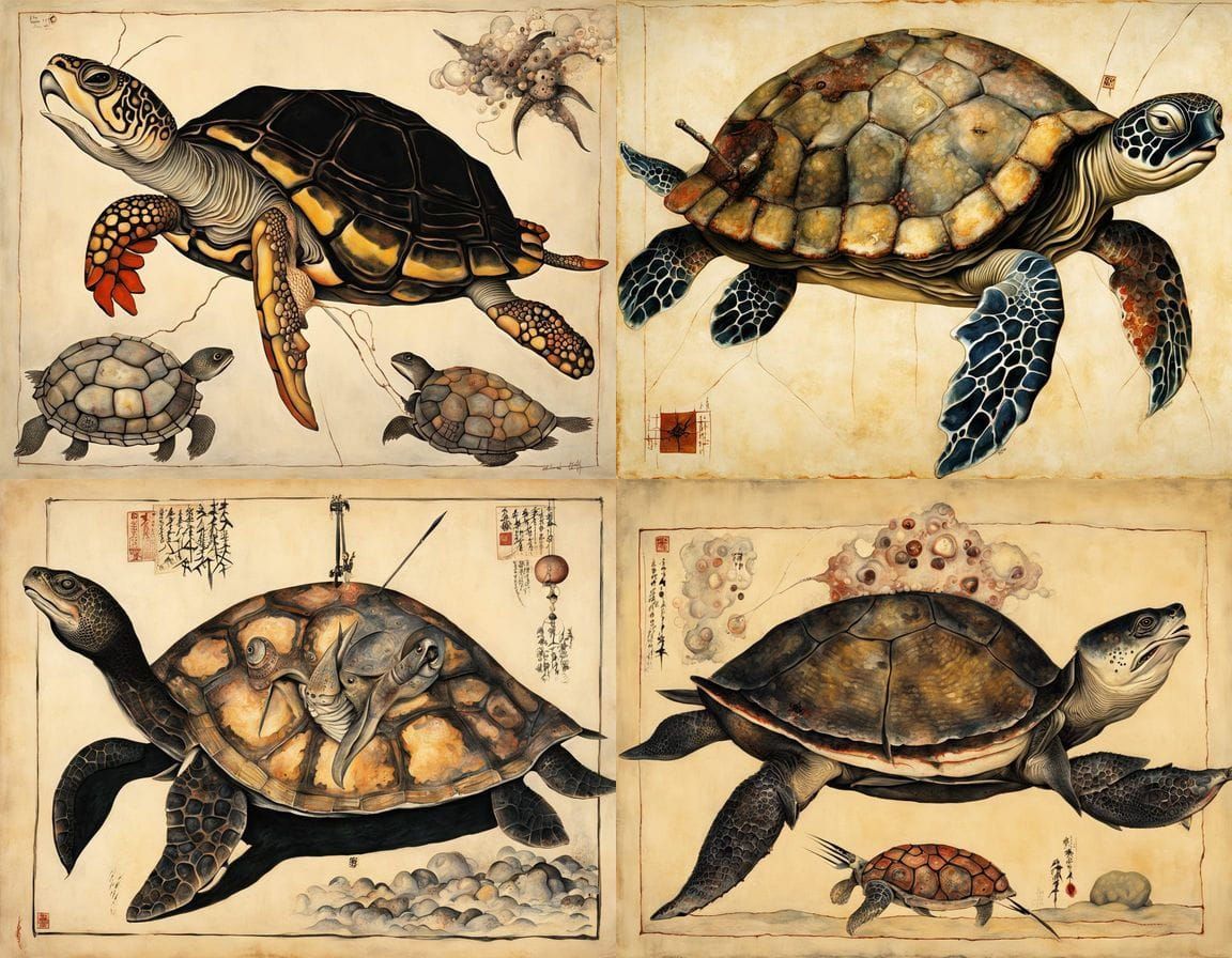 Surreal Japanese Terrapin Vivisection Hybrid in Cyberpunk Ae...