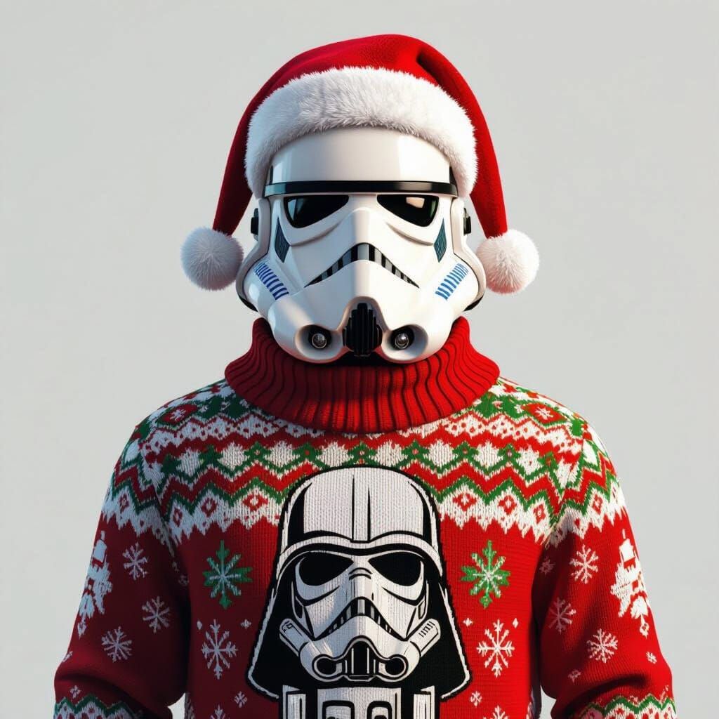Stormtrooper in Darth Vader Christmas Sweater: 3D Anime Art