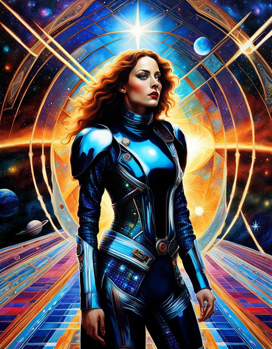 Celestial Witch in Starscape: Fantasy Illustration