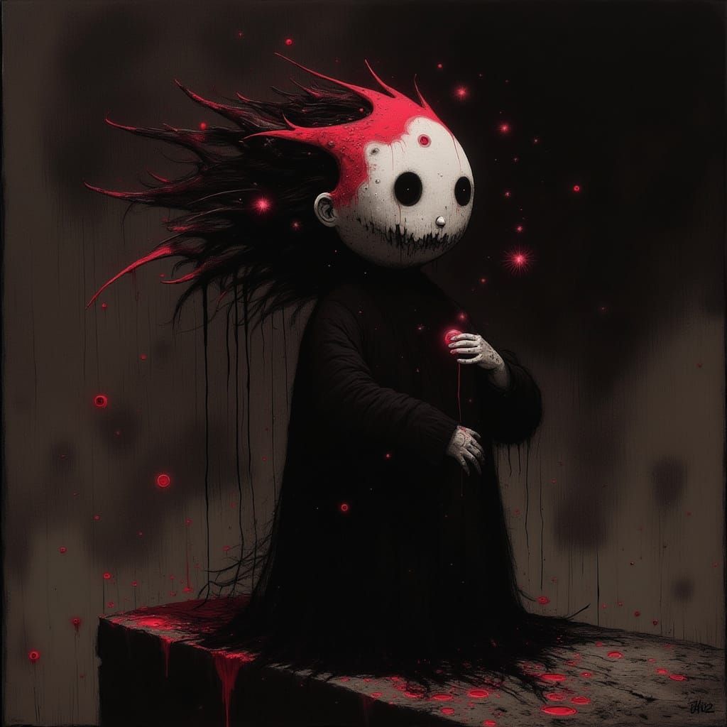 Eerie Faceless Man in Biomechanical Horror Style