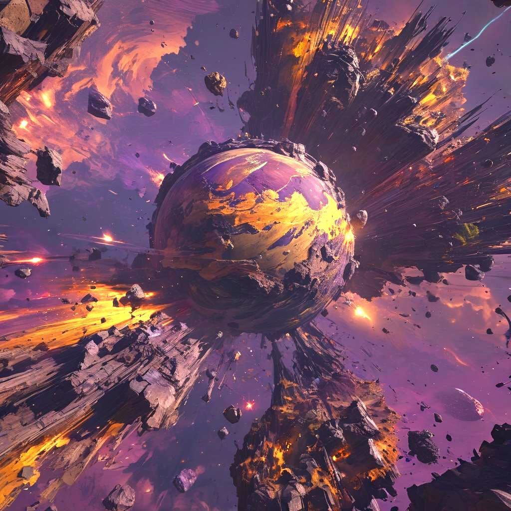 Earth Exploding in Space: Dark Fantasy Concept Art