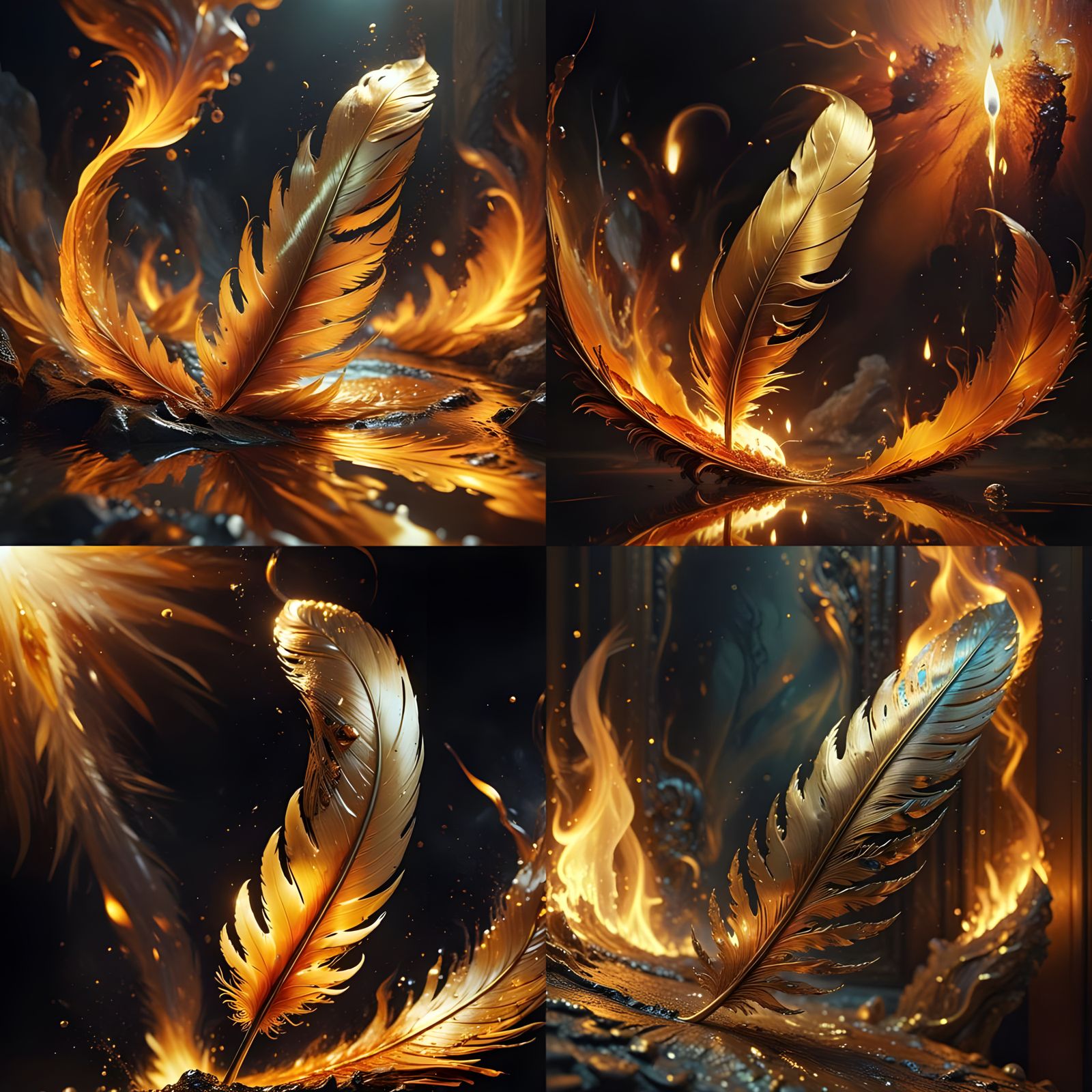 Golden Feather Descends into Flames