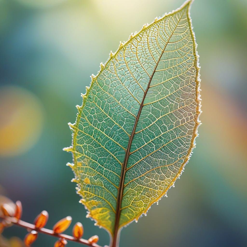 Vibrant Macro Leaf in Ethereal Light