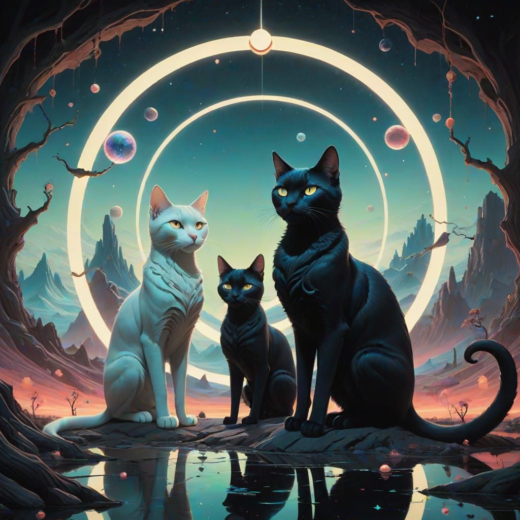 Majestic Feline Harmony in Endless Cosmic Loop