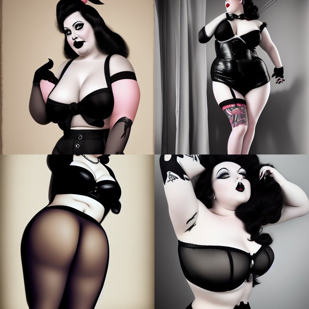 Hyperrealistic Goth Pin-Up Illustration
