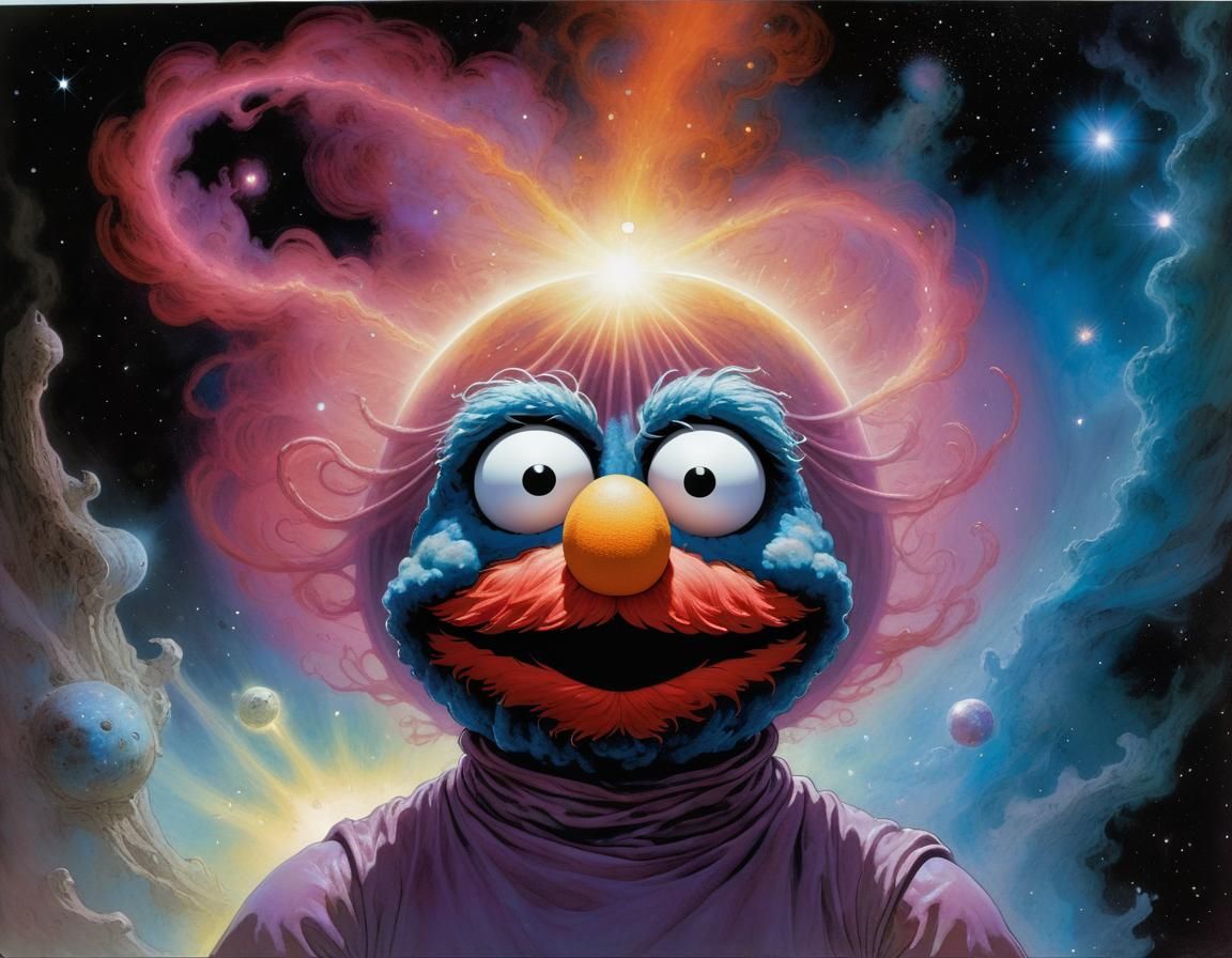 Elmo as Nebula God: Sci-Fi Fantasy Art