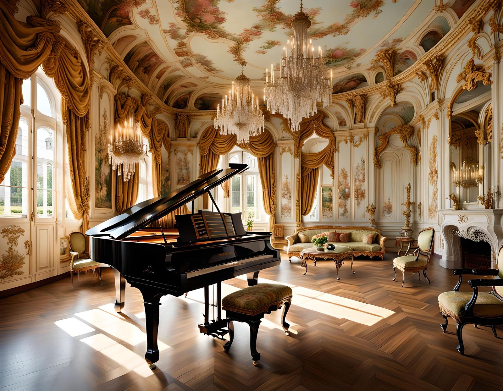 Rococo Design Piano Room