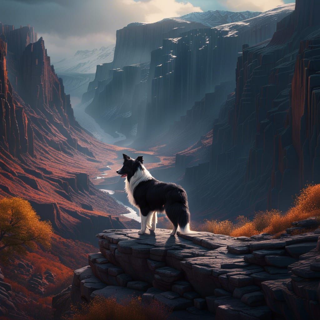 Border Collie's Epic Canyon Adventure