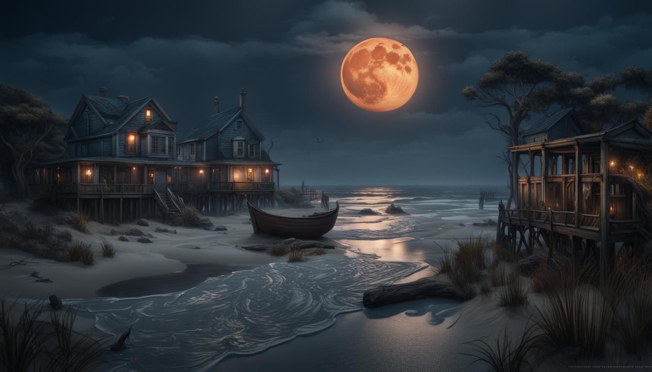 King Tide Under Hunter's Moon, Matte Painting