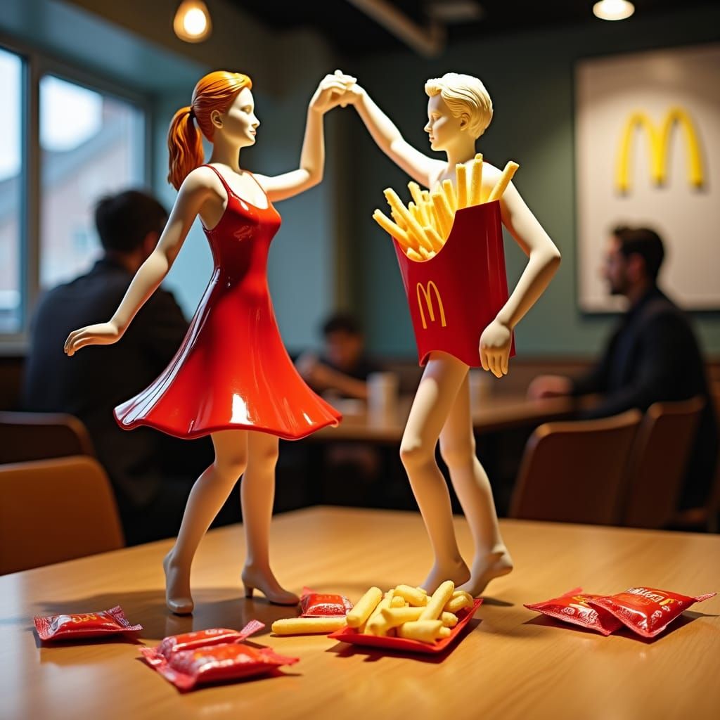 6 Images (4): At night at McDonalds.