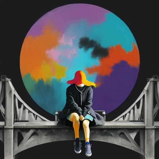 Abstract Image of Woman Contemplating on Bridge