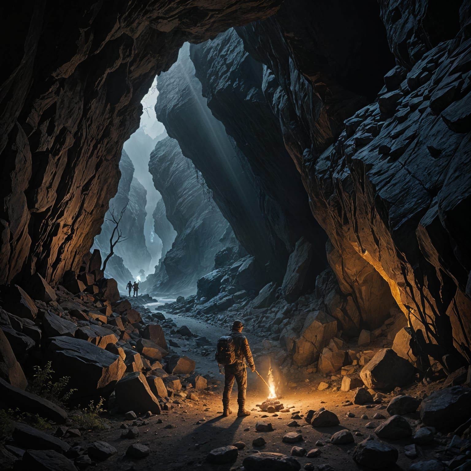 Explorer Unveils Dark Cave Entrance