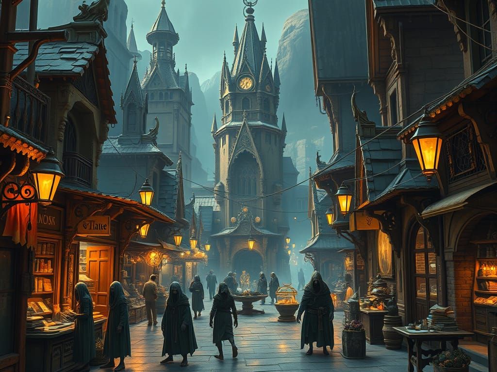 Eldritch Village Plaza in Warm Pastel Hues