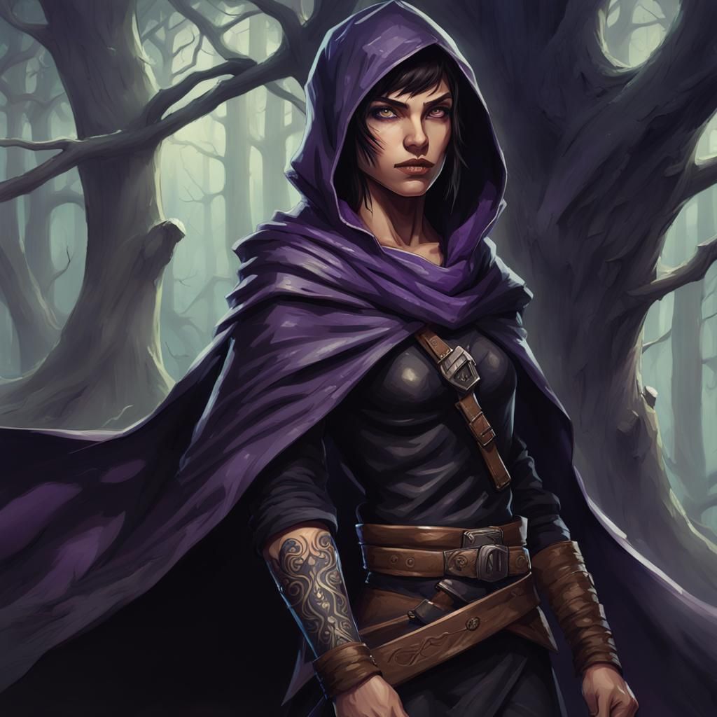 Half-Elf Rogue Portrait in Fantasy Forest