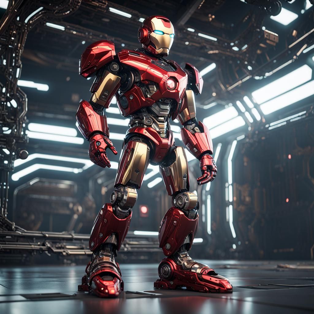 Iron Man Robot in Futuristic Sci-Fi Style