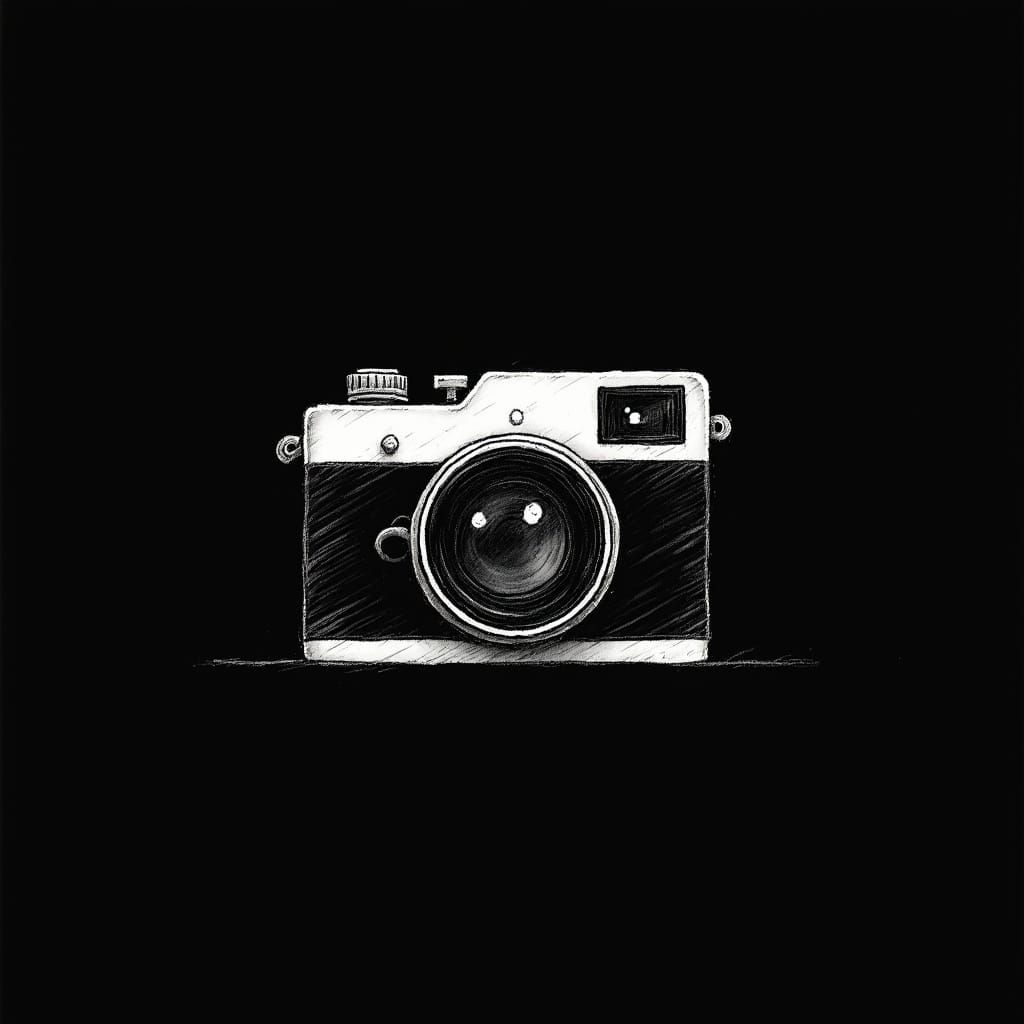 Minimalist Pencil-Drawn Camera Logo Design