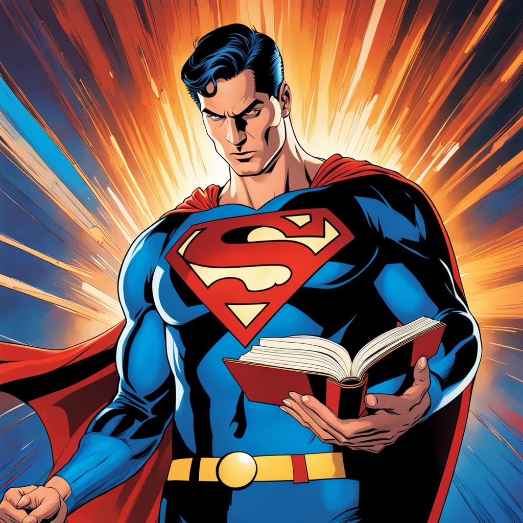 Superman Holding Time Travel Book: Hyperrealistic Art