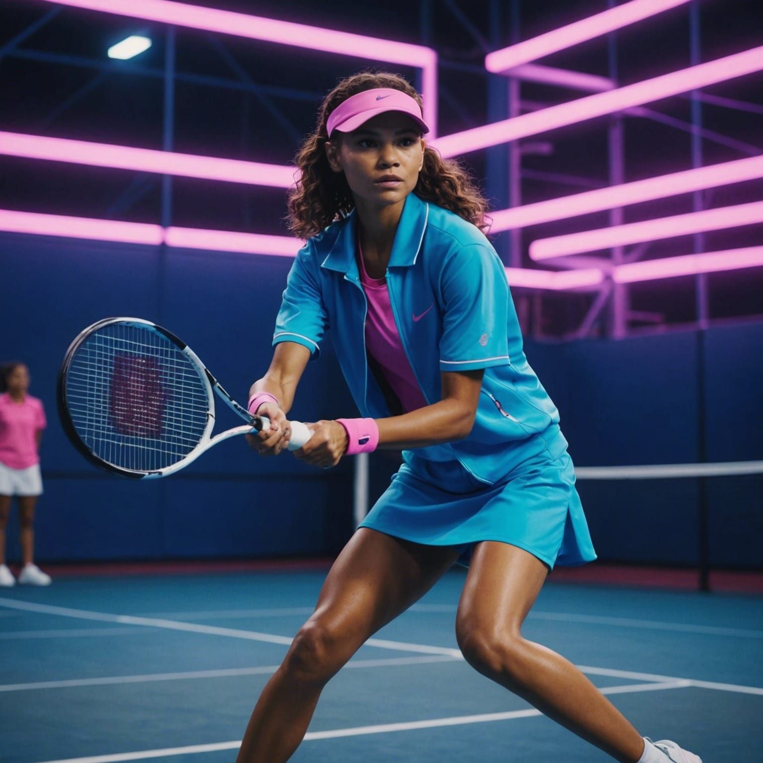 Zendaya Plays Tennis in Neon Cinematic Still