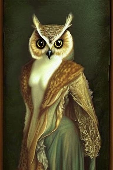 Witch with Familiars in Pre-Raphaelite Style